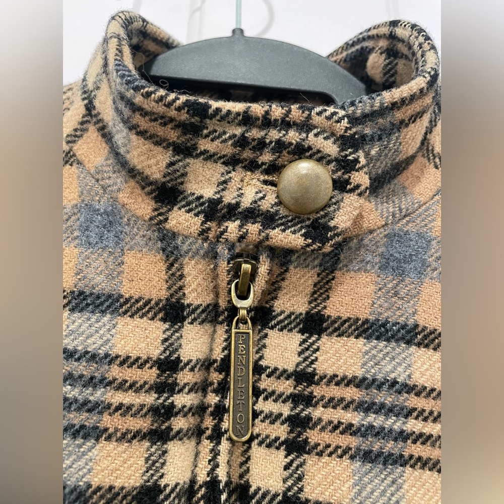 Vintage Pendleton 100% Plaid Wool Zip Jacket With… - image 2